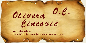 Olivera Cincović vizit kartica